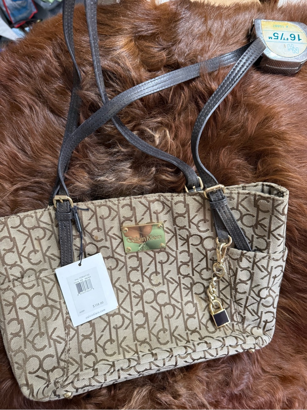 Calvin Klein Beige CK Monogram Tote Bag NWT